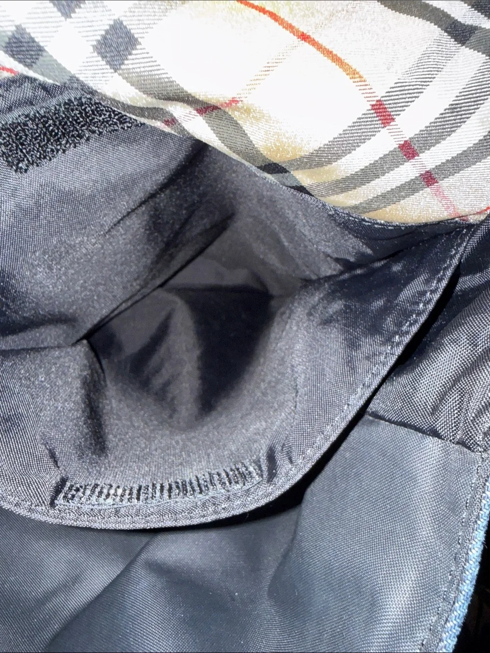 Burberry Blue Denim Messenger Bag with Beige Check Strap